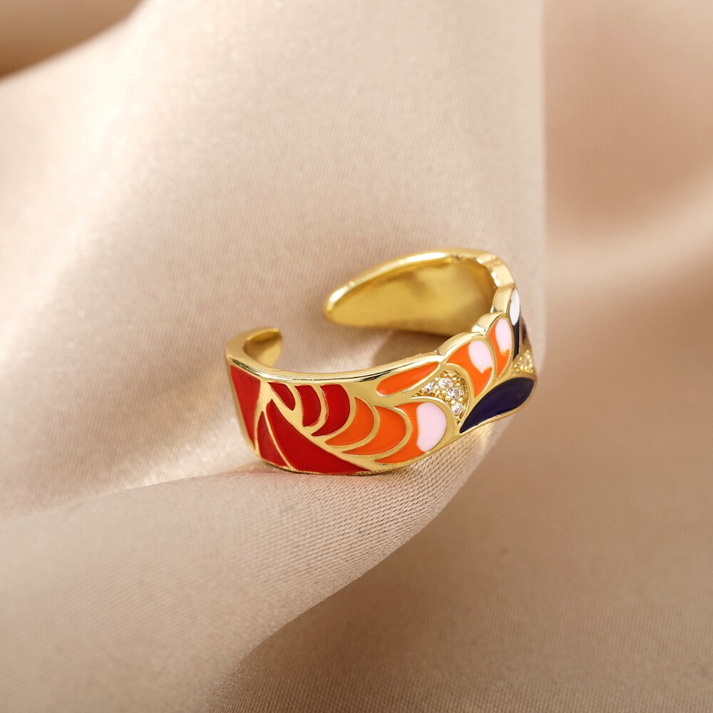 Colorful Enamel Adjustable Open Stainless Steel Ring - Jeglowstore
