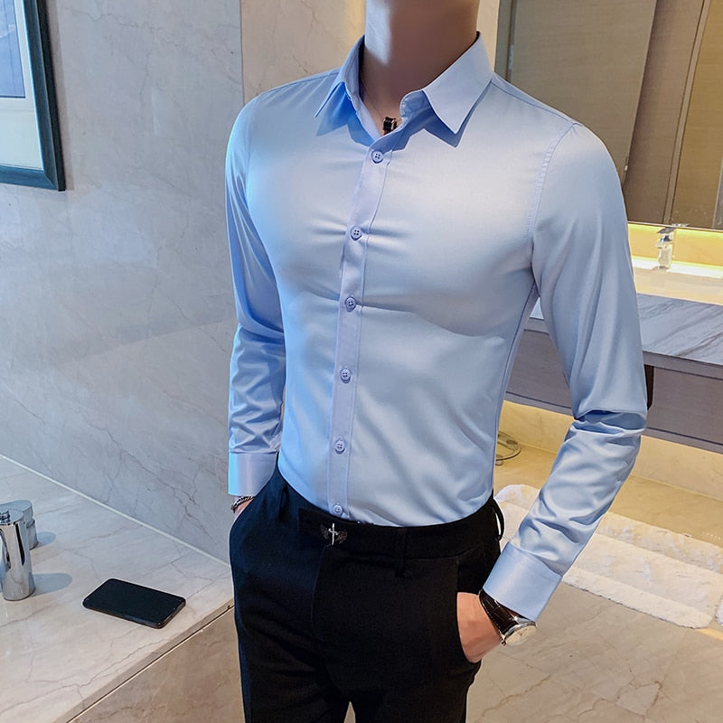 British Style Long Sleeve Formal Wear Shirt Men