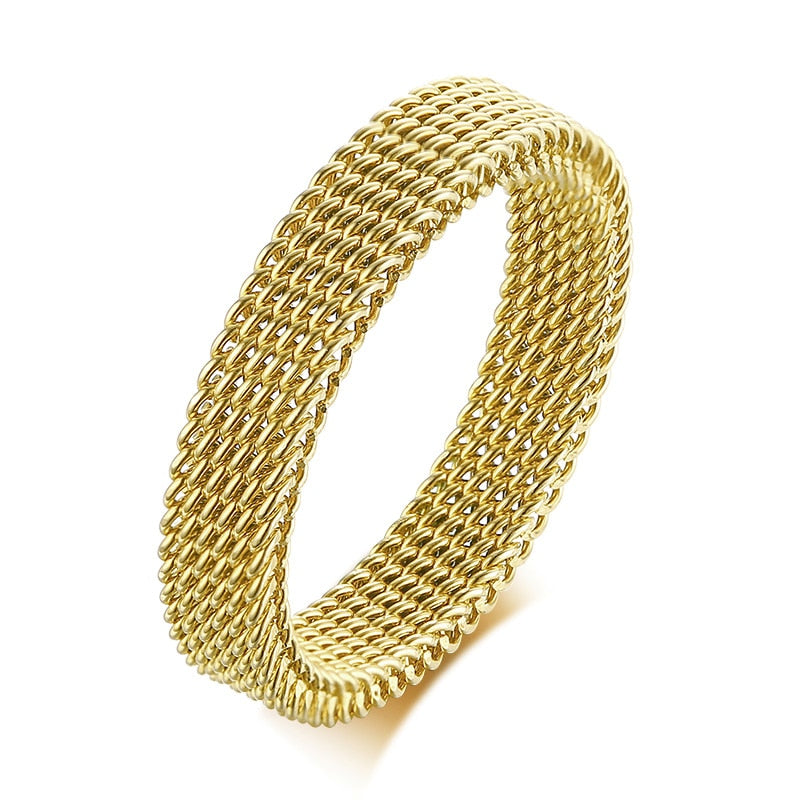 MENS MODERN STAINLESS STEEL MESH BAND RING