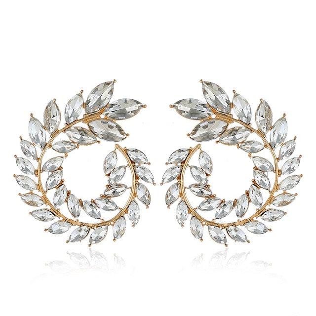 10 Colors Rhinestone Geometric Big Round Earrings