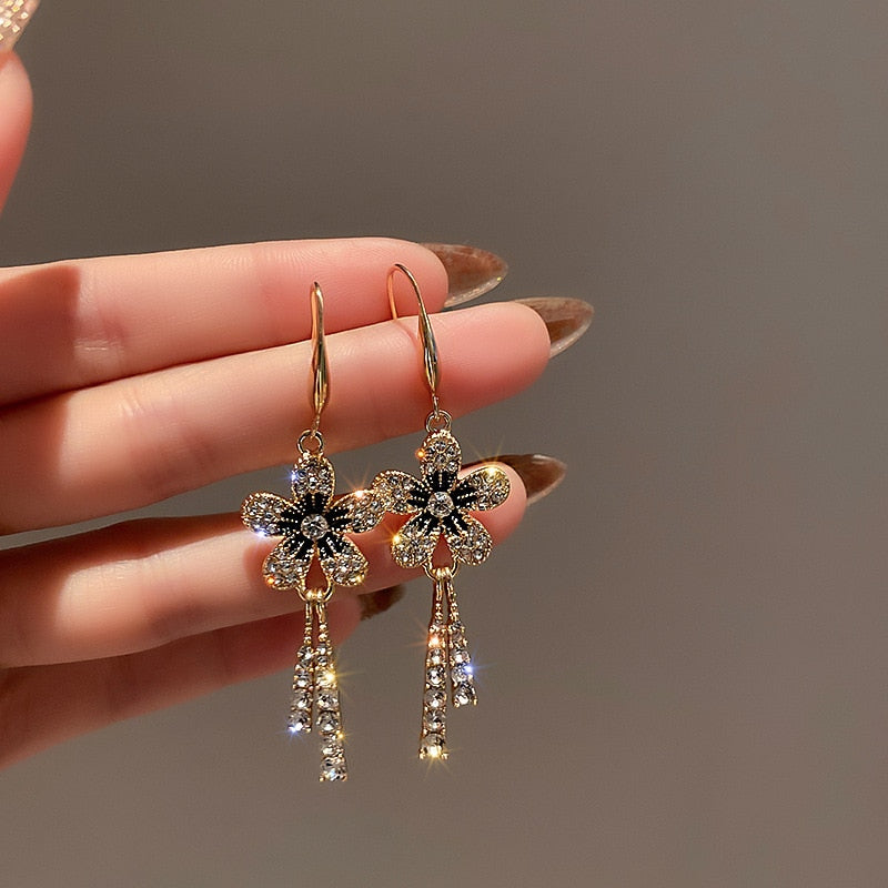 South Korea new flower tassel long earring