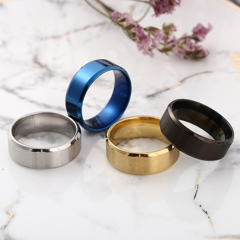 8mm Matt Stainless Steel Simple Design Plain Titanium Ring