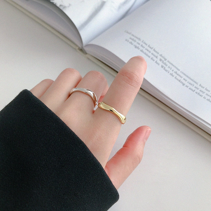 XIYANIKE Silver Color Irregular Wave Rings