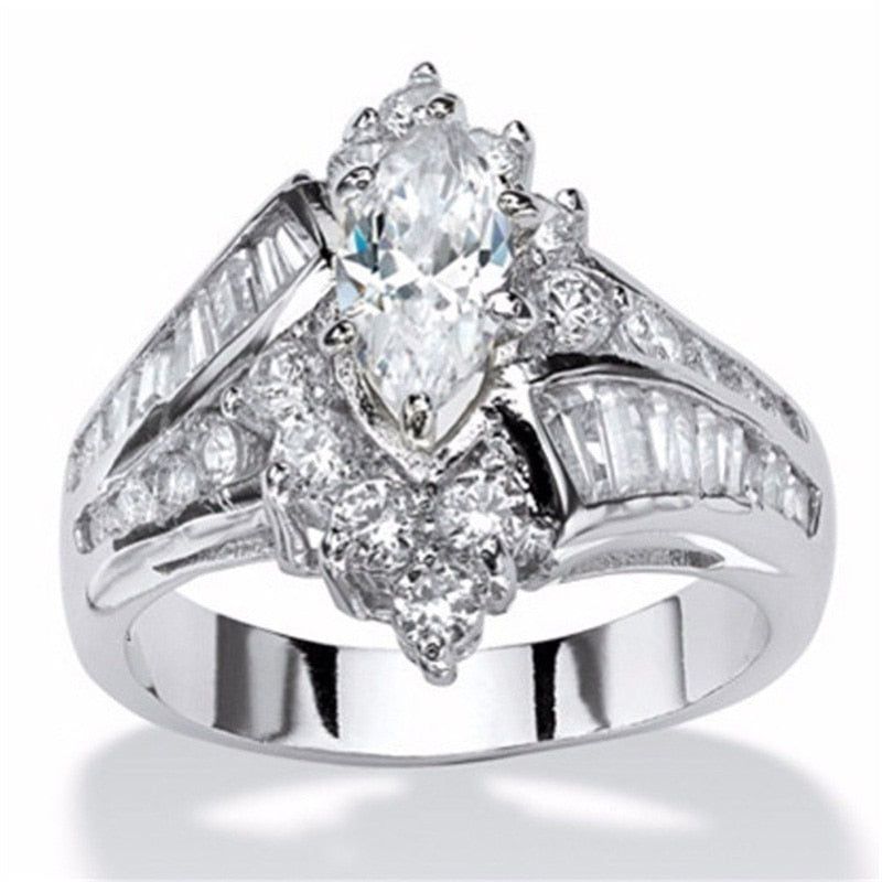 Classic Luxury Oval White CZ Gold Ring