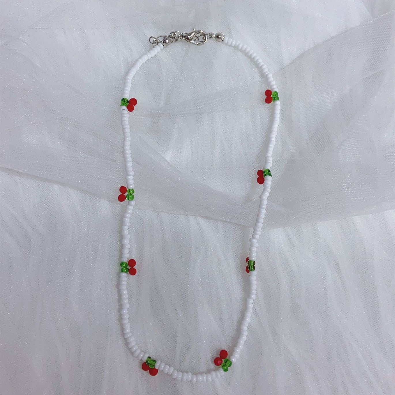 Donarsei Bohemia Beaded Red Cherry Necklace