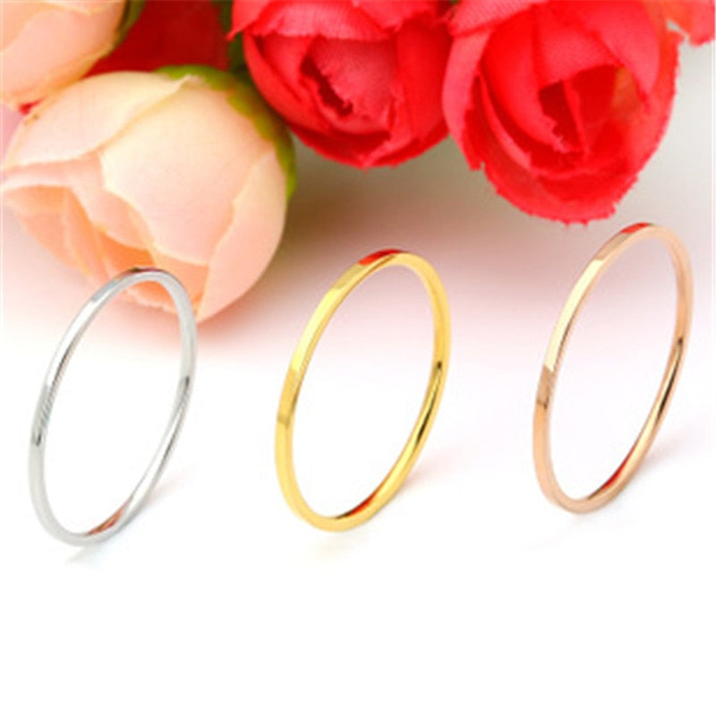 Simple 1MM Thin Stainless Steel Couple Ring