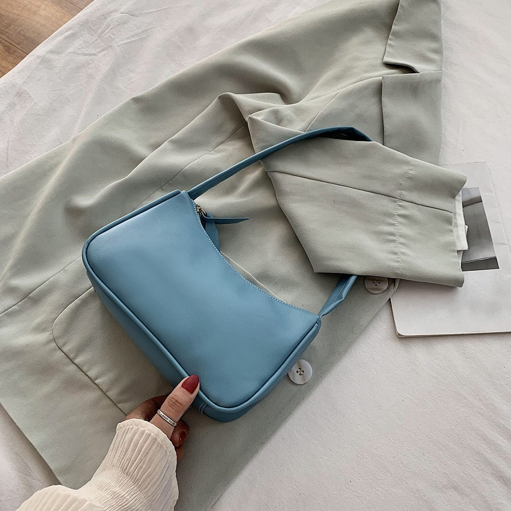 PU Leather Solid Color Chain Shopper Shoulder Bags