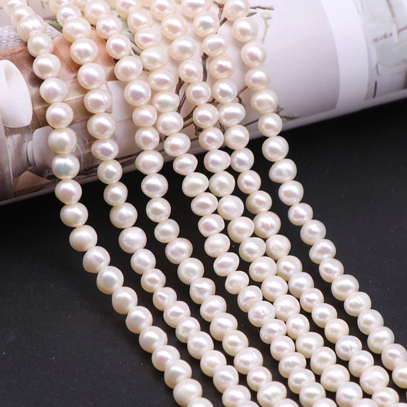 DOTEFFIL 8mm Natural Pearl Chain Necklace