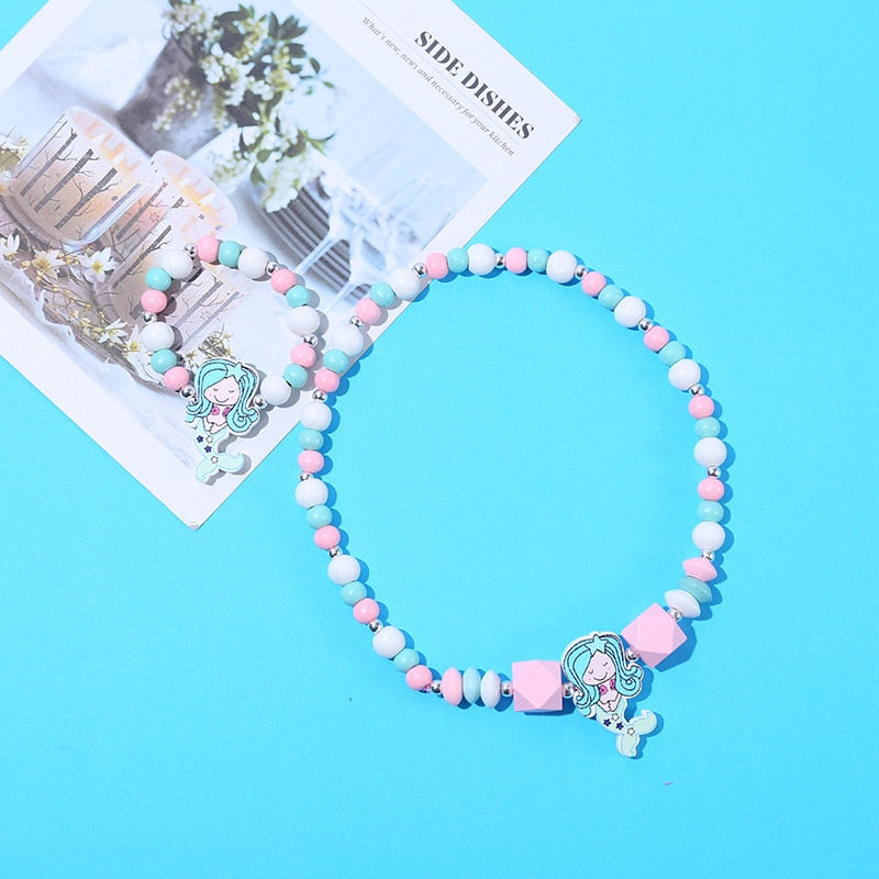 2pcs/Set Fashion Natural Wood Beads Necklace Bracelet