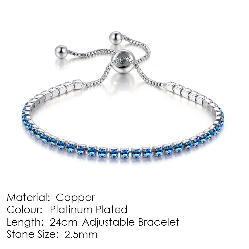 ZHOUYANG Simple Blue Round Zircon Bracelet