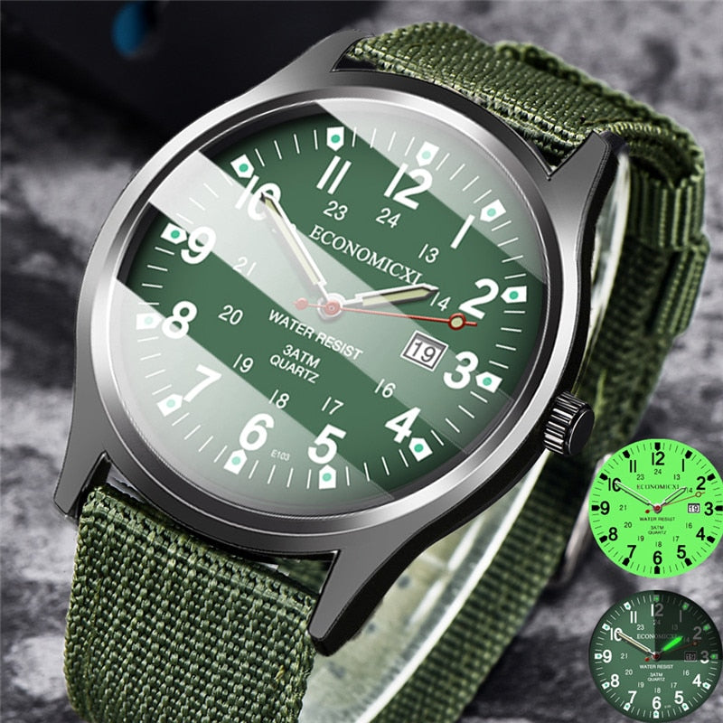 Luminous Luxury Military Quartz Wristwatch Men Casual Nylon Watch