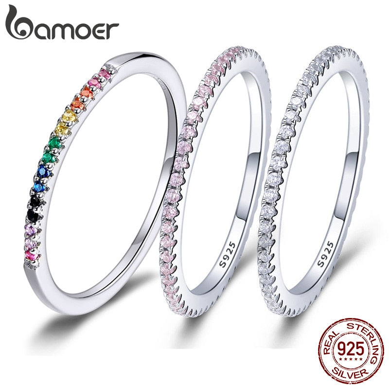 925 Sterling Silver CZ Simulated Diamond Stackable Ring