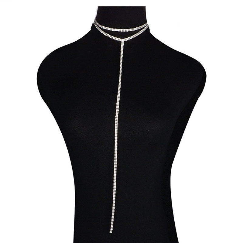 Stonefans Full Rhinestone Chain Double Layer Necklace