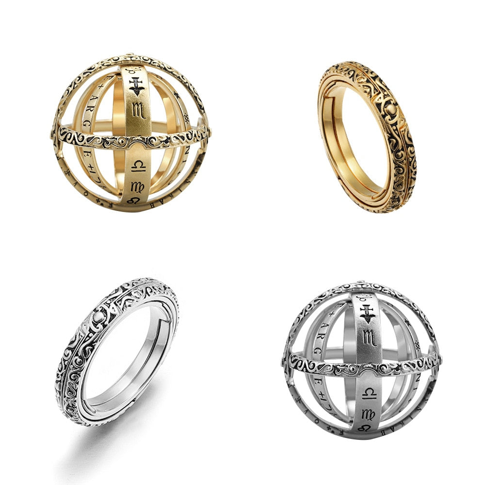 Vintage Astronomical Ball Creative Complex Rotating Cosmic Ring