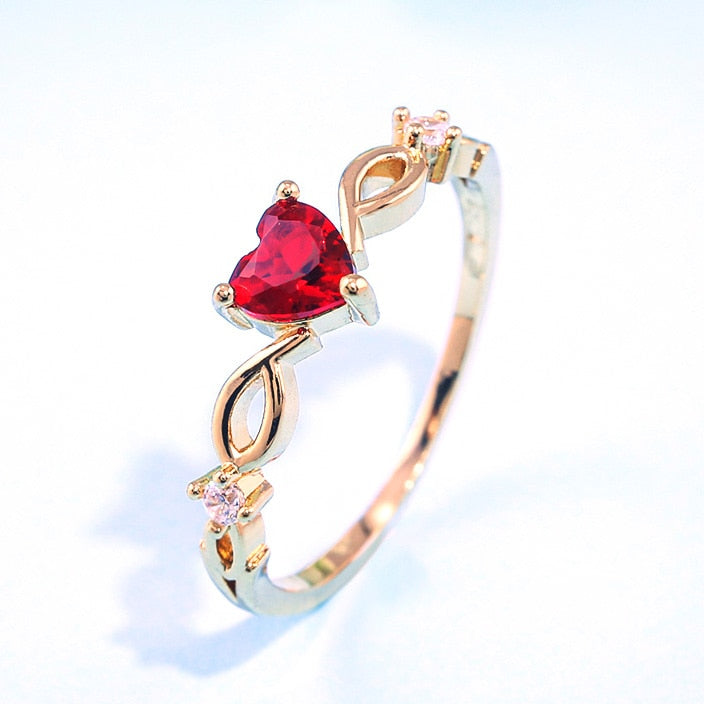 Huitan Simple Heart Zircon Stone Ring