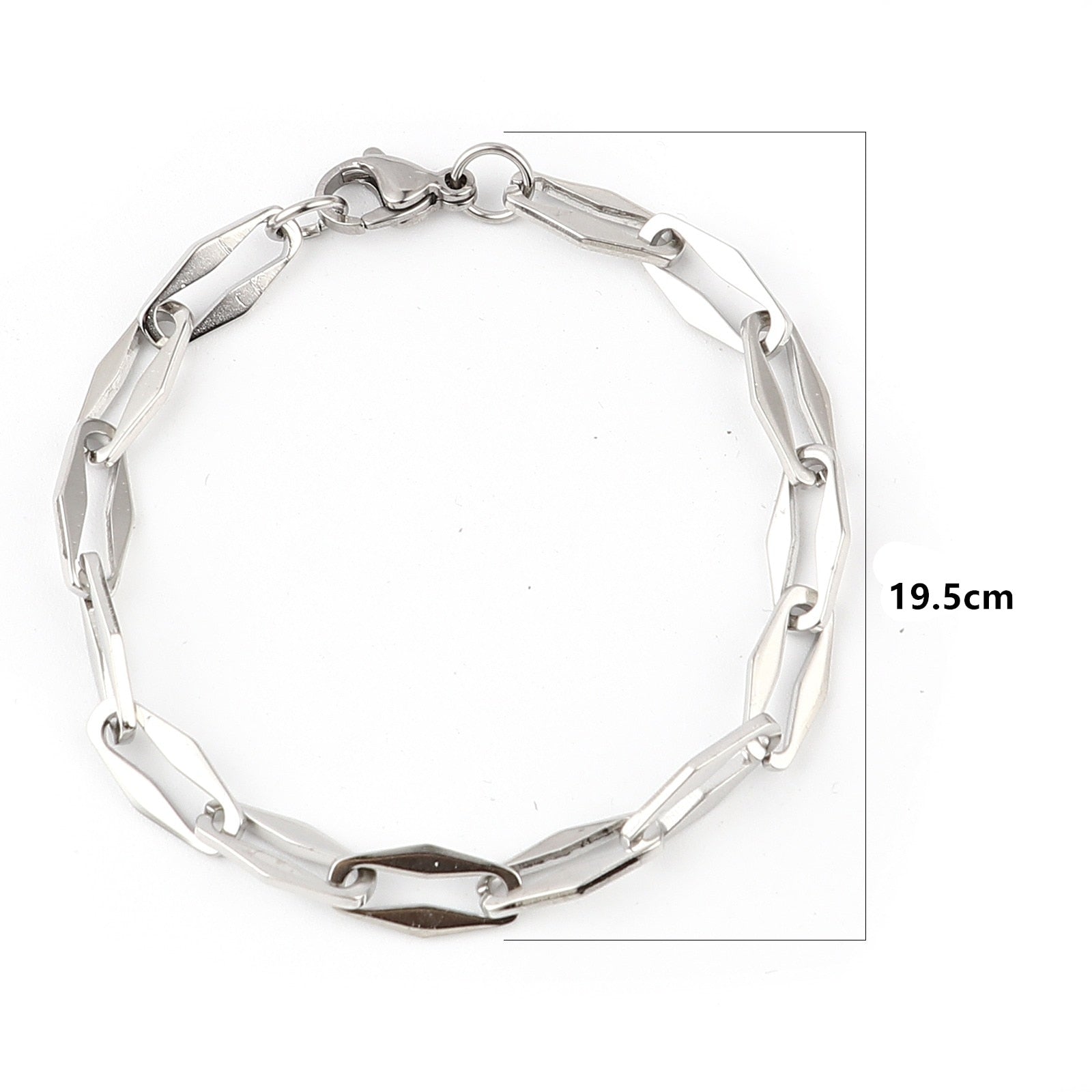 1PC 4mm Stainless Steel Link Cable Chain Oval Bracelet