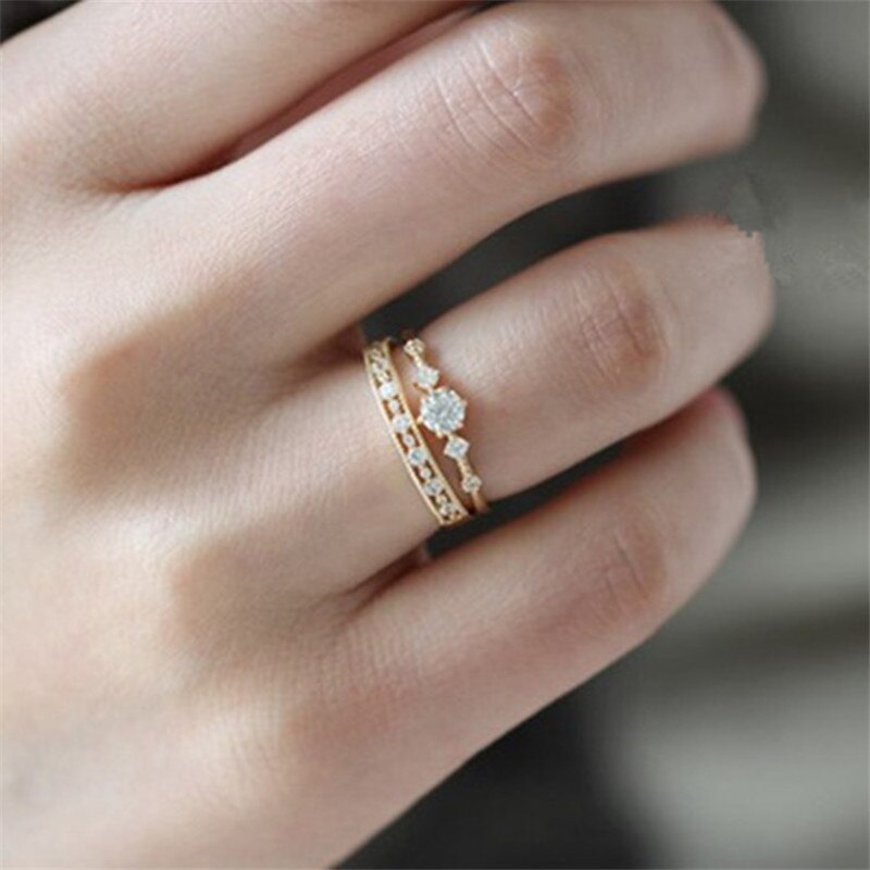 925 Sterling Silver Plating Pavé Crystal Hollow Ring