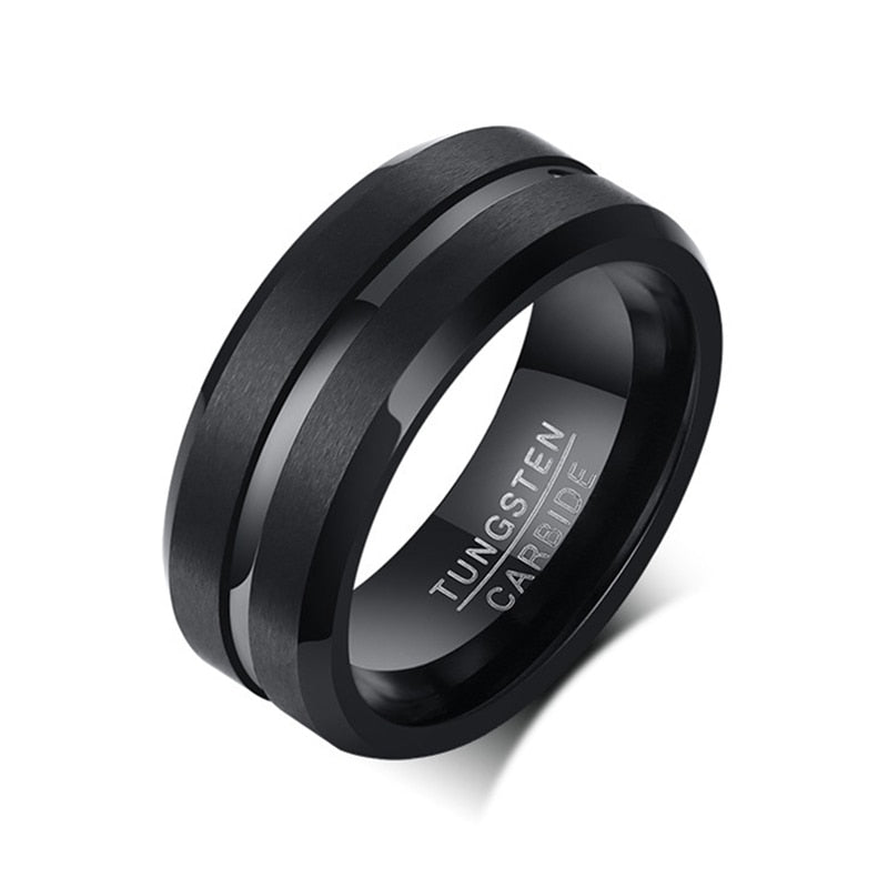 FDLK Fashion 8MM Men's Stainless Steel Beveled Edge Ring