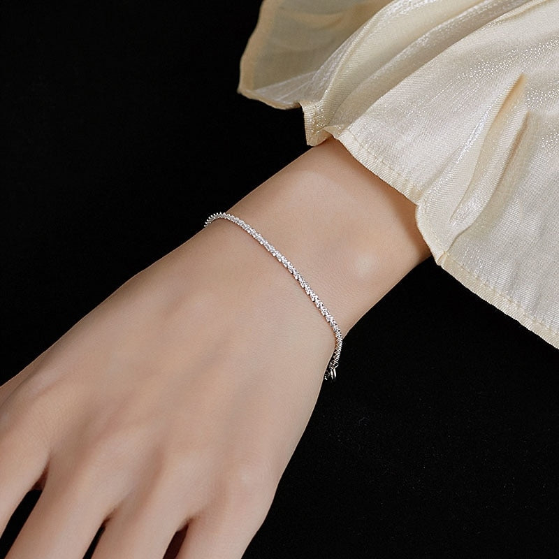 Minimalist Silver Plated Adjustable Charm Bracelet