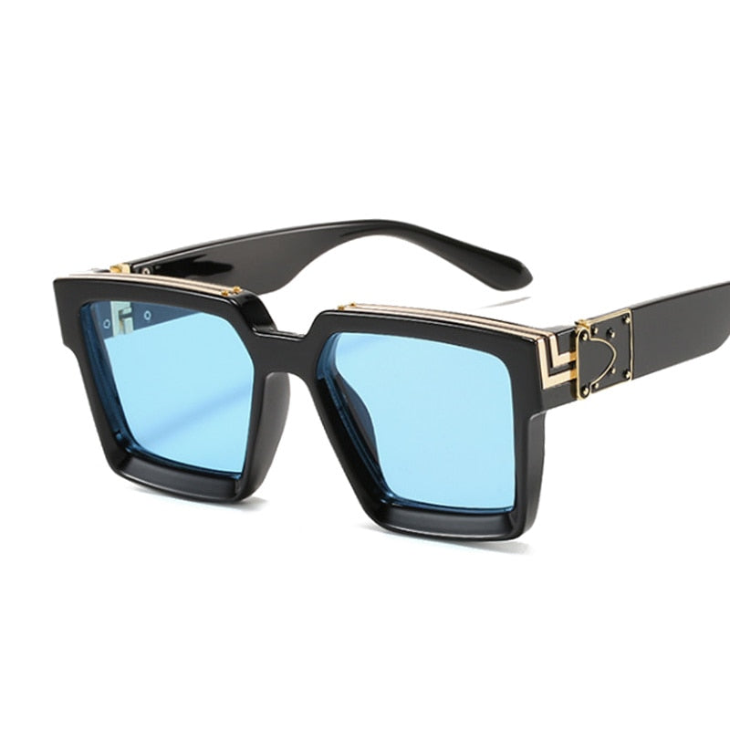 Vintage Square Man Woman Gradient Big Frame Sunglasses