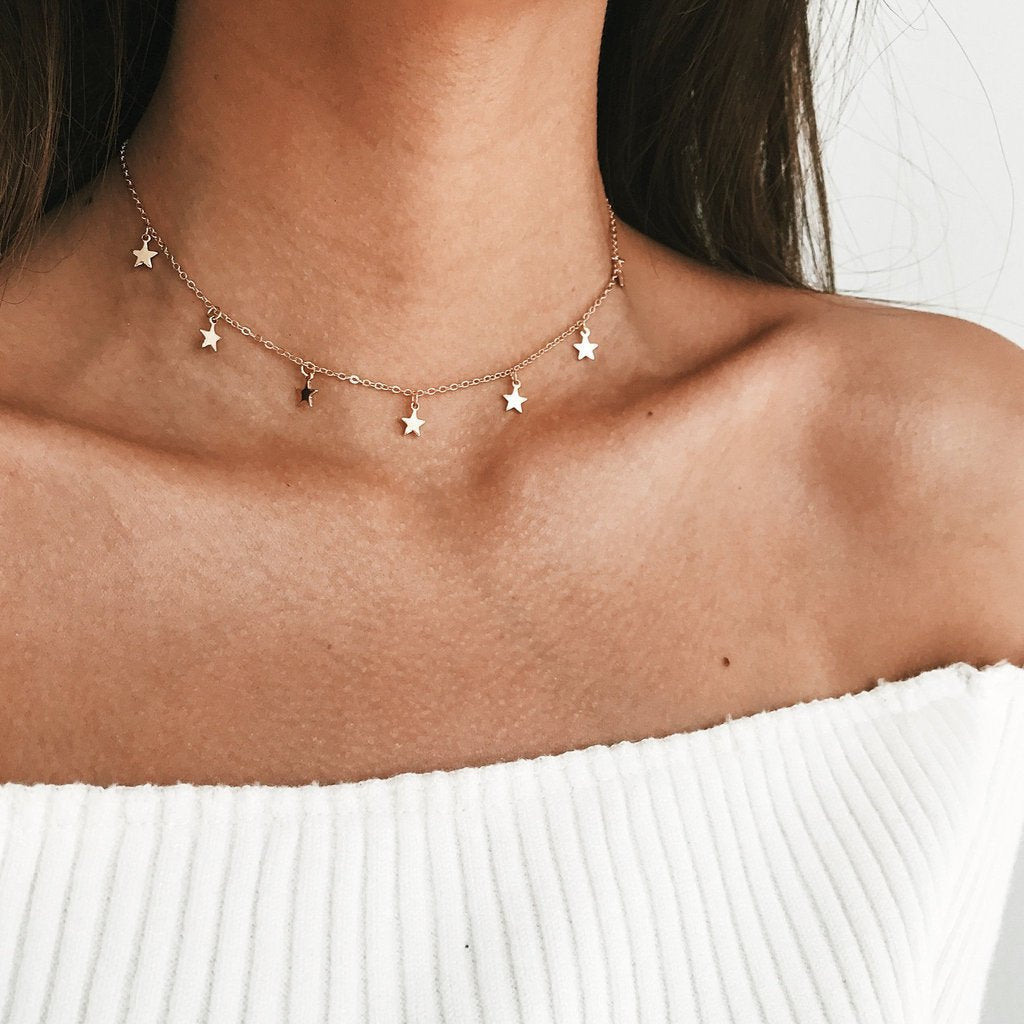 Gold Color Star Party Women Pendant Necklace