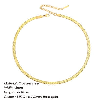 JUJIE 2MM/3MM/4MM/5MM Stainless Steel Snake Chain Necklace