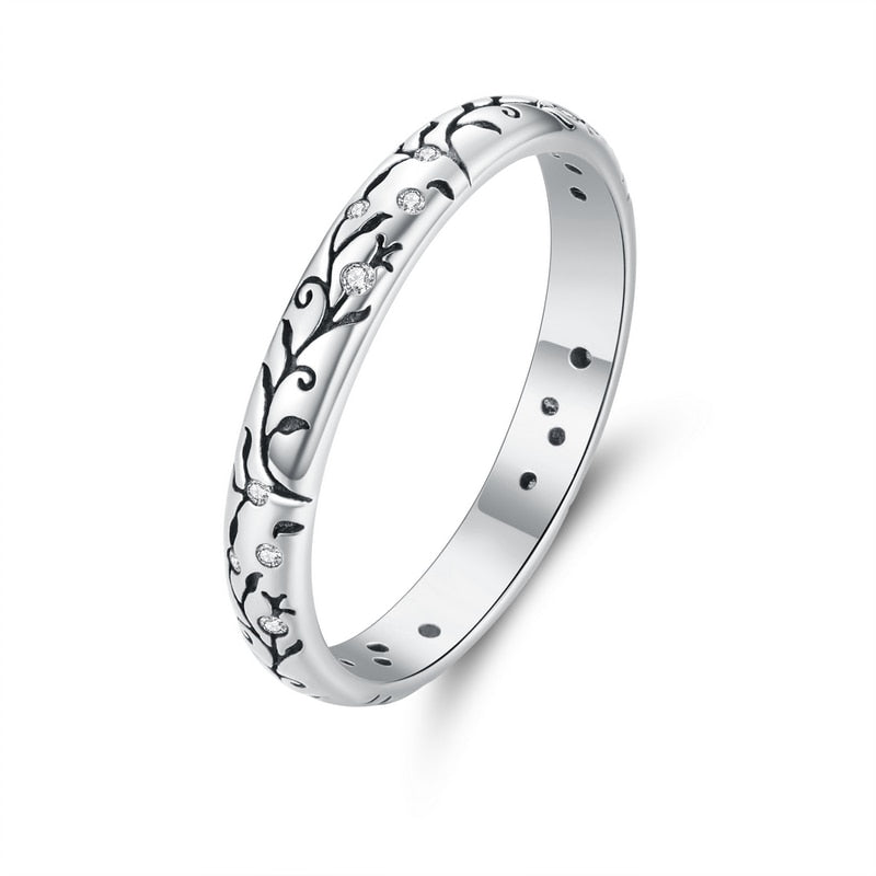 925 Sterling Silver Embossed Vintage Pattern Ring for Women