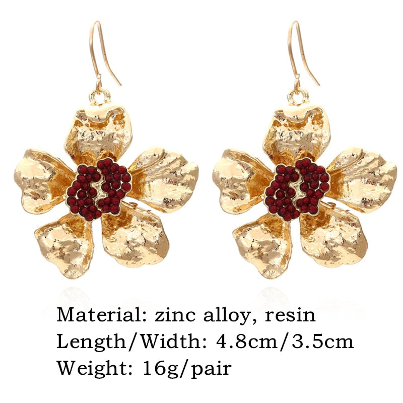 Retro Golden Metal Leaf Stud Earrings