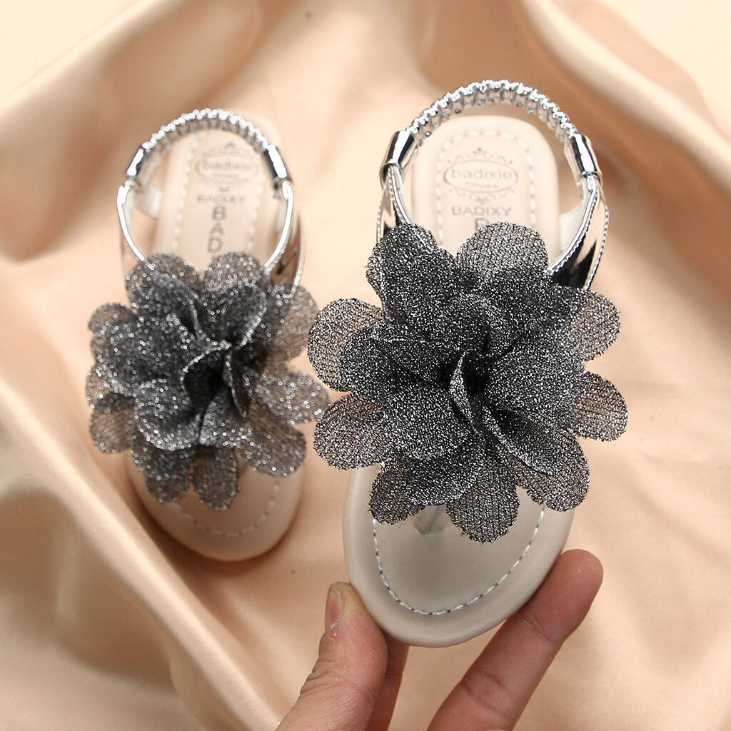 TELOTUNY Solid Color Hook Casual Flower Sandals