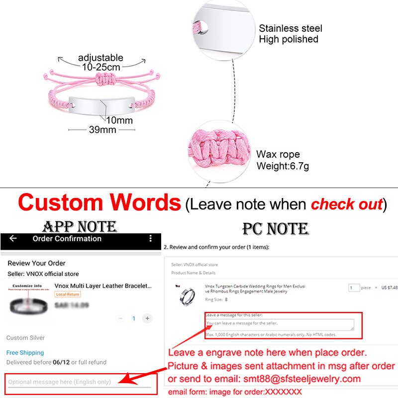 Adjustable Braided Rope Stainless Steel Bangle