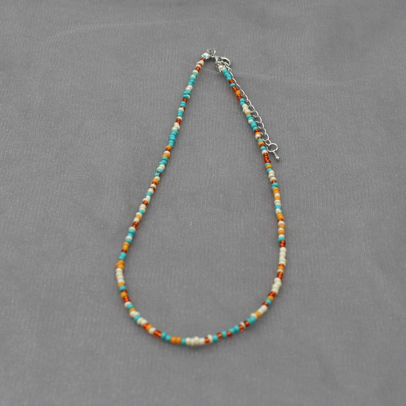 Simple Colorful Seed Beads Strand Choker Necklace