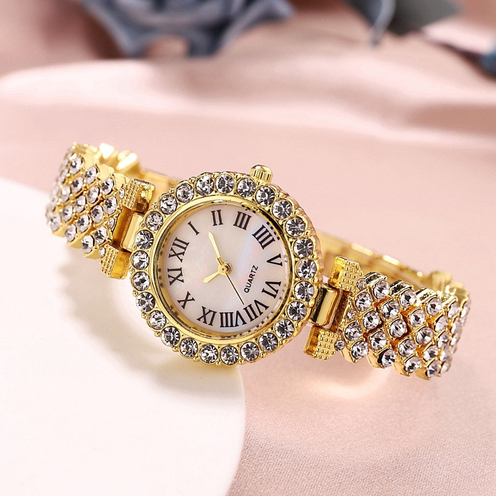 Luxury steel belt Love Steel belt Rhinestone Quartz Wrist Watch