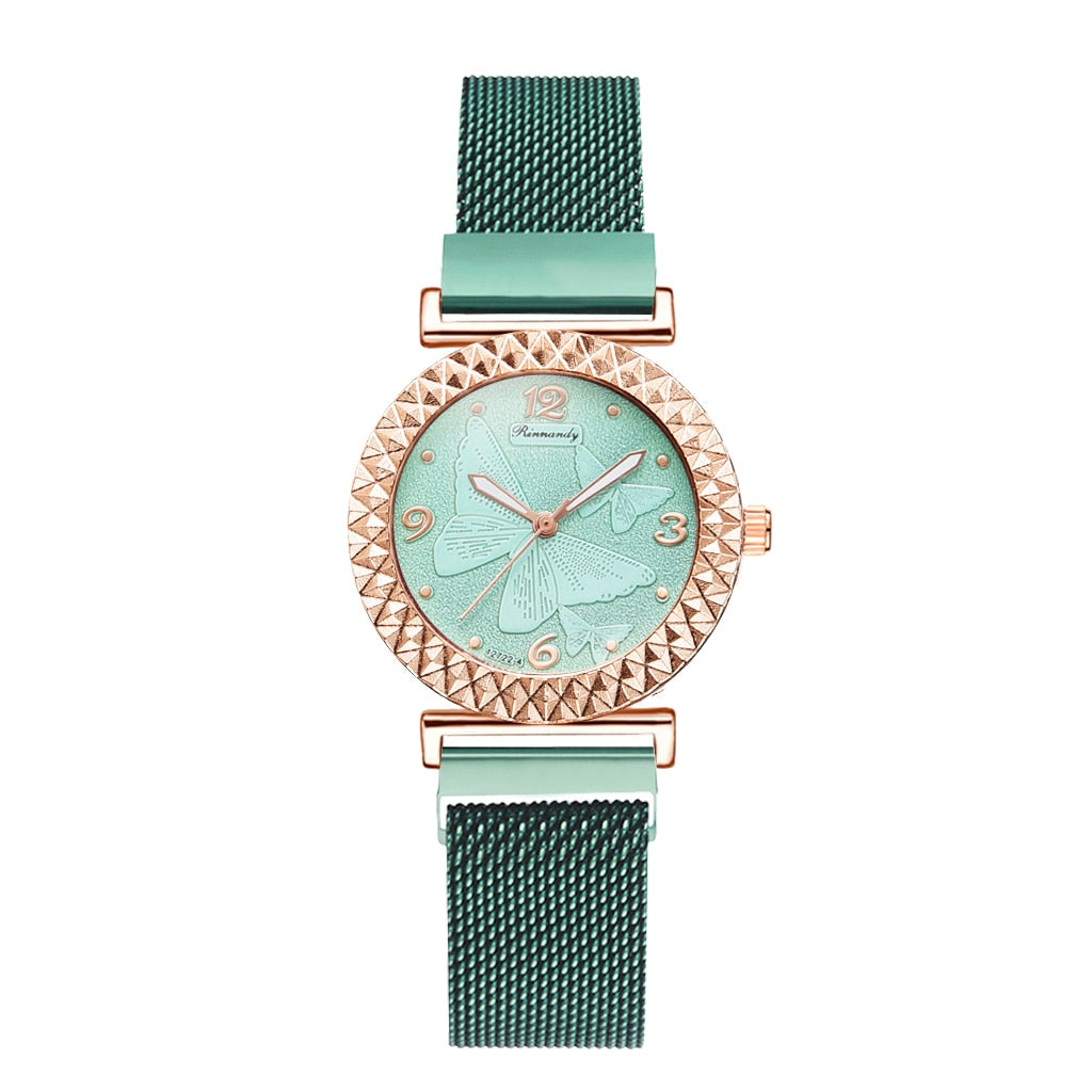 5PCS Women Set Luxury Rose Gold Dress Quartz Watch Bracelet