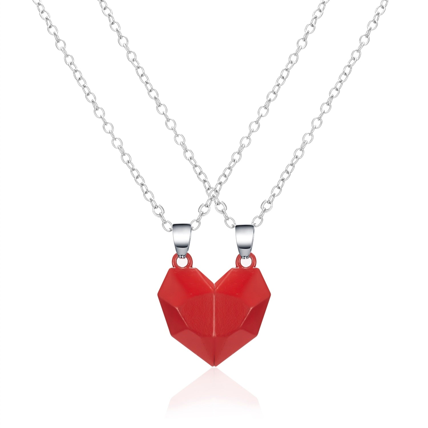 2Pcs Magnetic Heart Couple Necklace