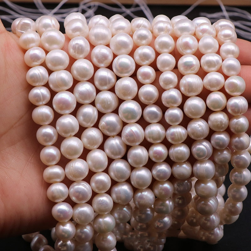DOTEFFIL 8mm Natural Pearl Chain Necklace