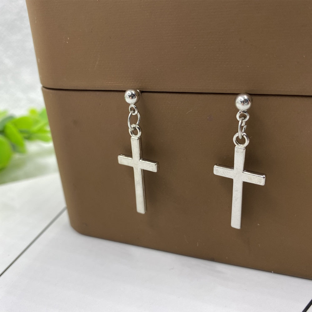 Fashion Cross Pendant Cartilage Drop Dangle Earrings