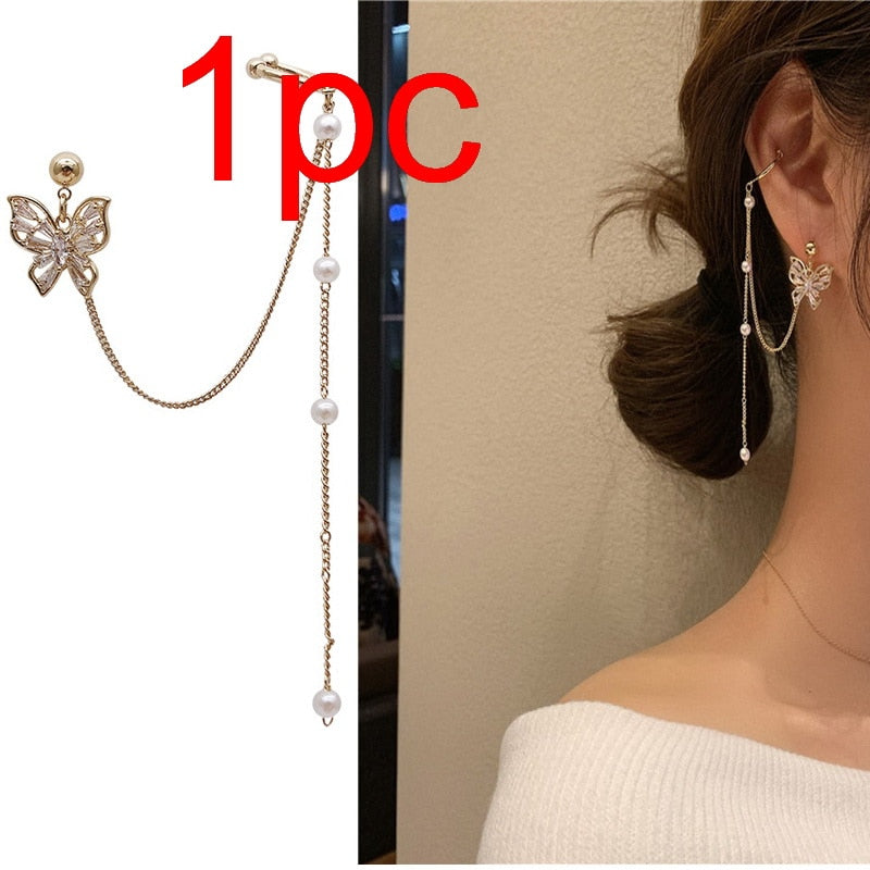 Korean Style Sparkling Zircon Butterfly Ear Clips Without Piercing