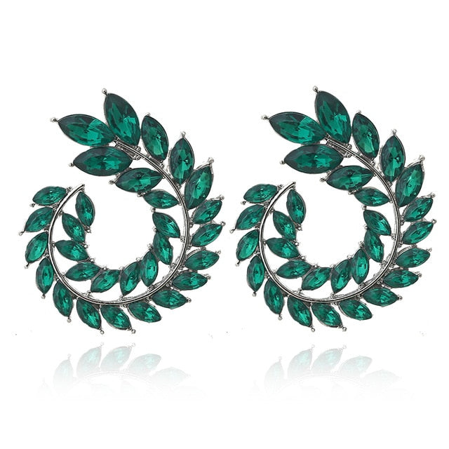 10 Colors Rhinestone Geometric Big Round Earrings