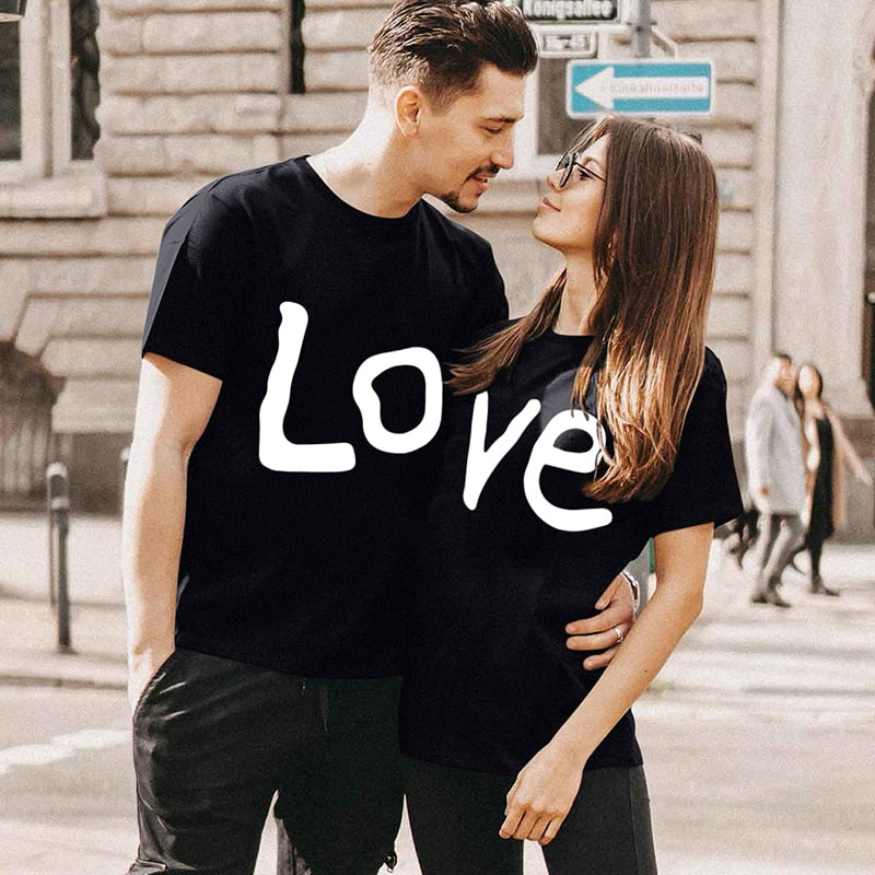 Couple T-shirt Summer Couple LOVE Printed Clothes Couple Tshirt