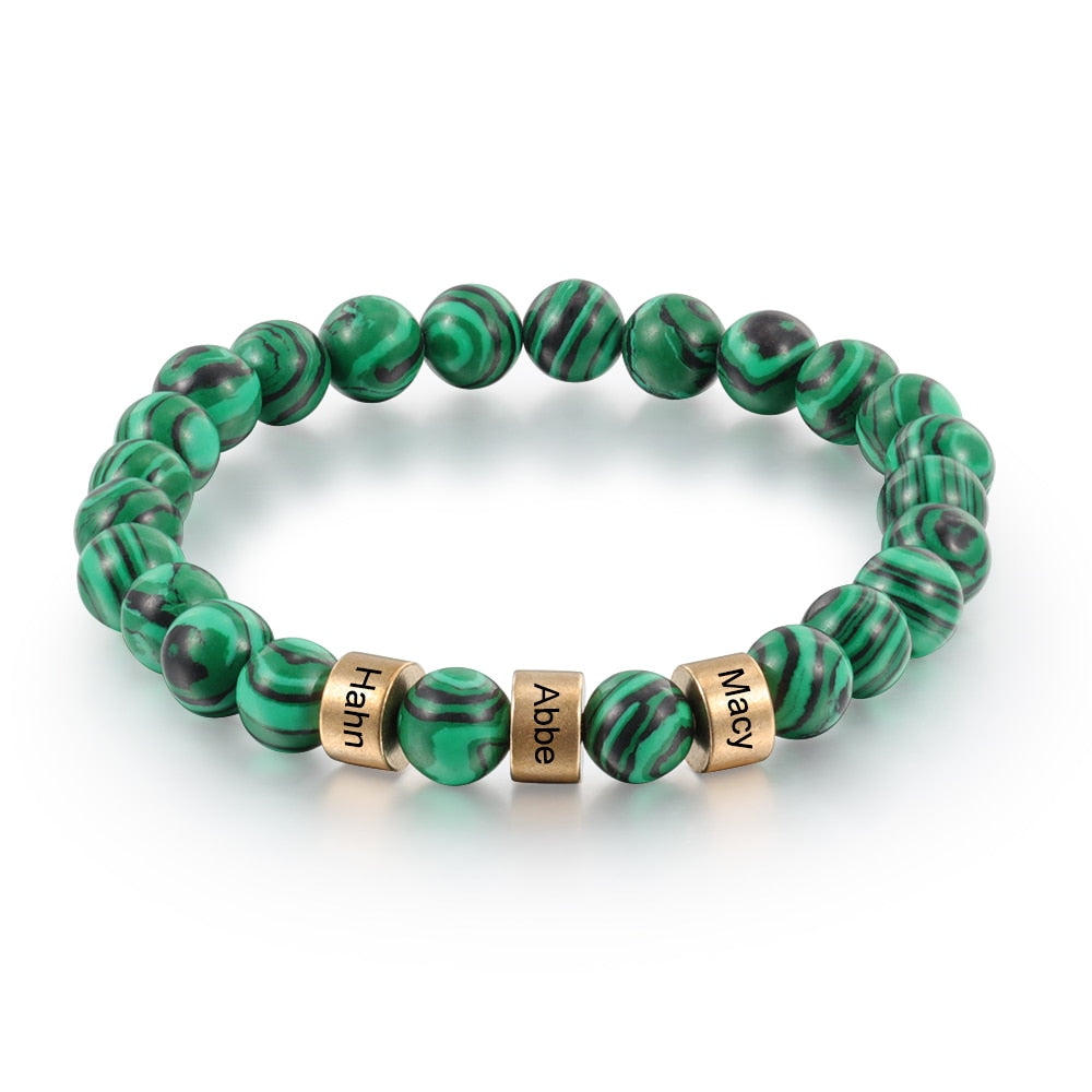 Personalized Name Stone Bead Engraving Bracelet