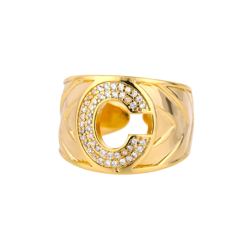 Adjustable Stainless Steel Alphabet Name Initials Ring