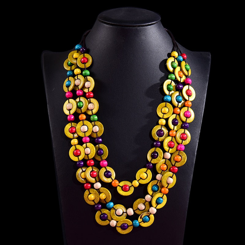 UDDEIN Bohemia Ethnic Multi Layer Beads Necklace