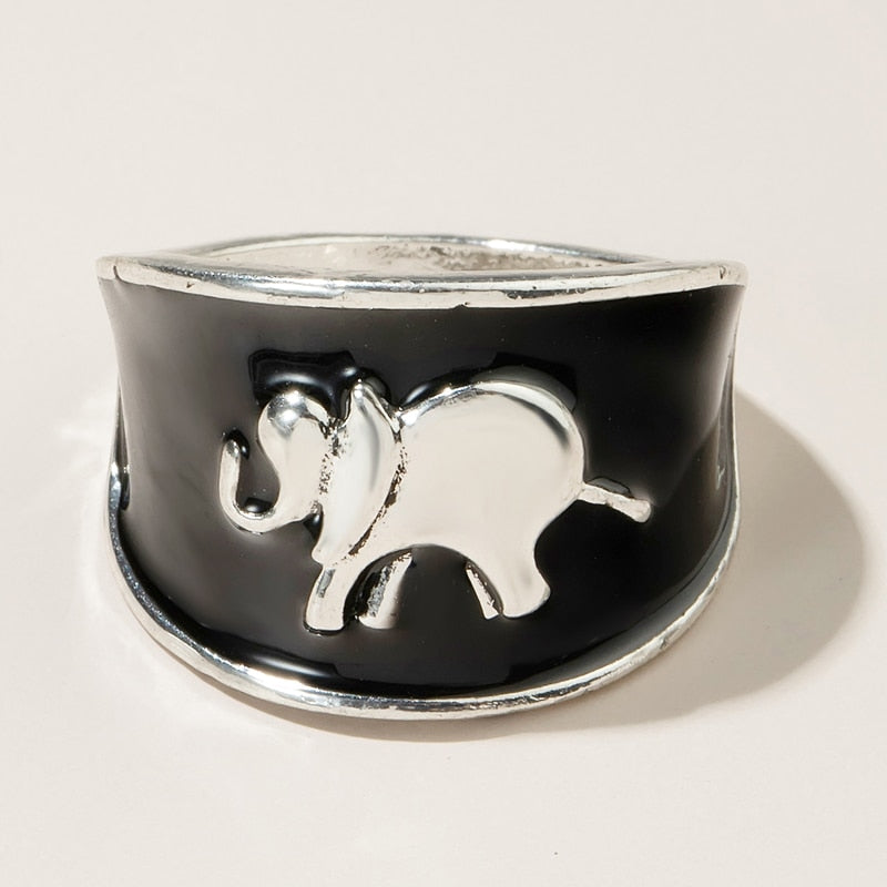 Tocona Bohemian Black Stone Gold Ring for Women