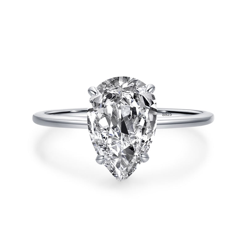 Ailmay Luxury Cutting Clear CZ Solid 925 Sterling Silver Classic Finger Ring