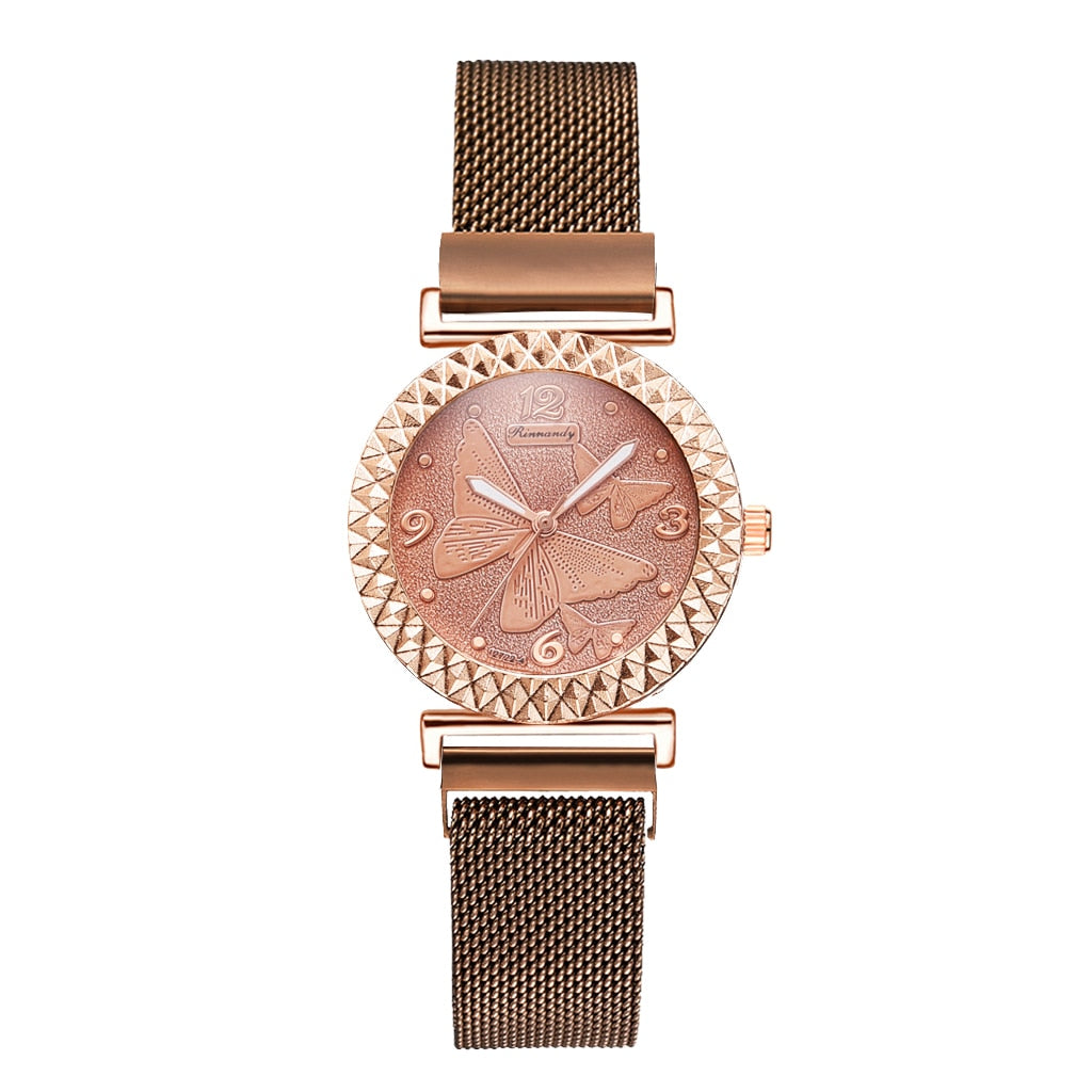 5PCS Women Set Luxury Rose Gold Dress Quartz Watch Bracelet