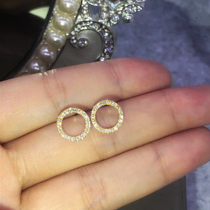 Fashion Versatile Crystal Dazzling Circle Stud Earrings