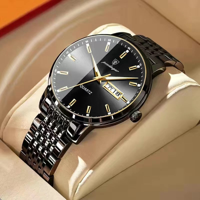 Luxury Push Button Hidden Clasp Waterproof Luminous Wrist Watches