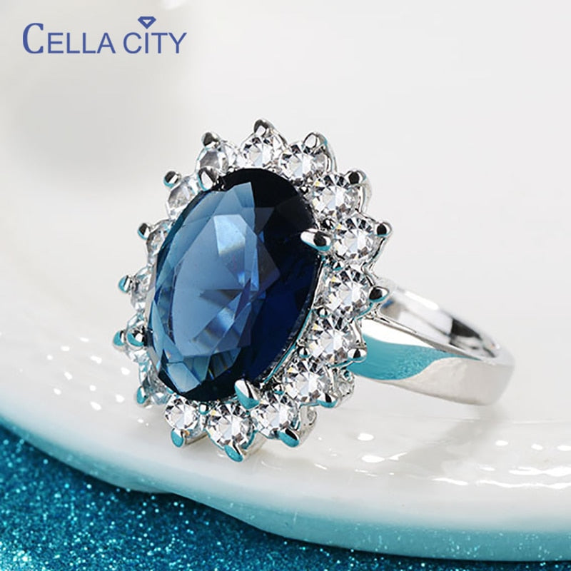 Cellacity Oval Sapphire Gemstones Flower shaped Ring