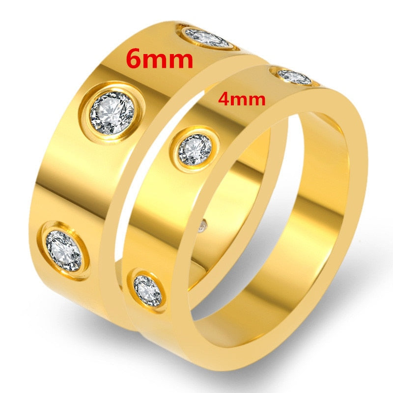 Trendy Stainless Steel Rose Gold Color Love Ring