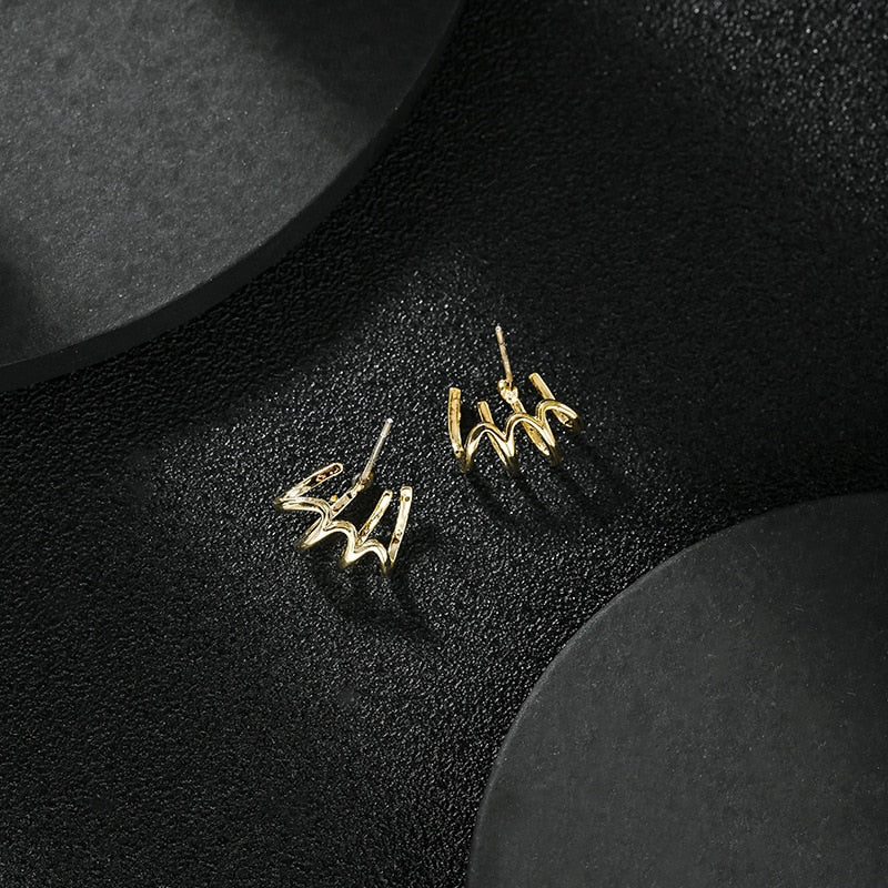 shiny crystal small Geometric metal Earrings